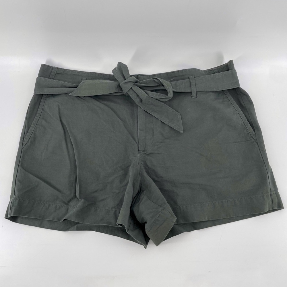 Loft Tied Waist Shorts Gray Cotton/Linen Blend 12